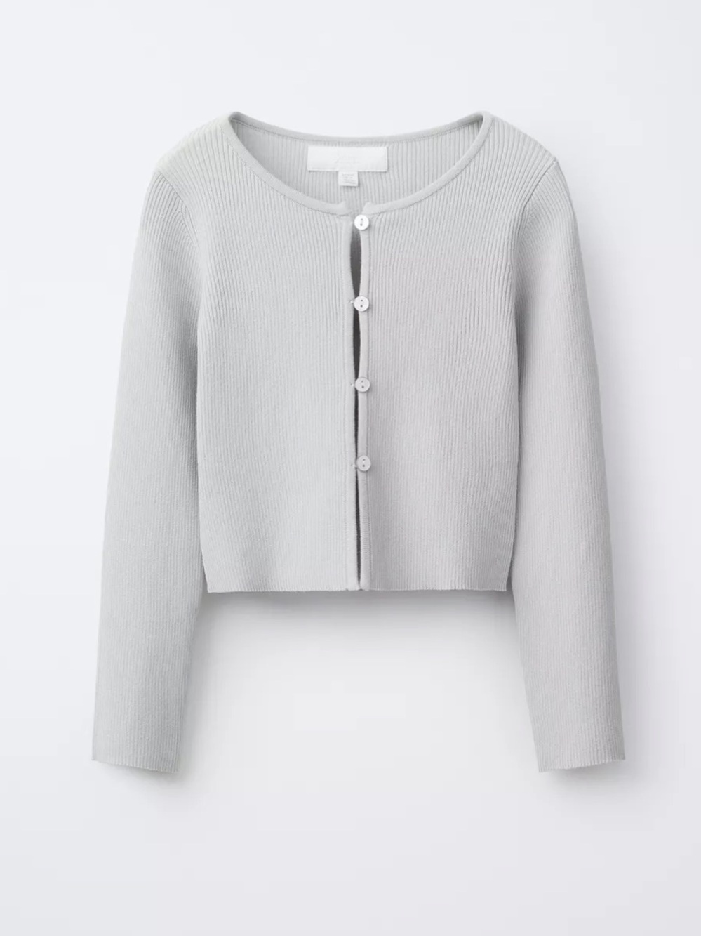 Zara Light Gray Ribbed Cropped Cardigan